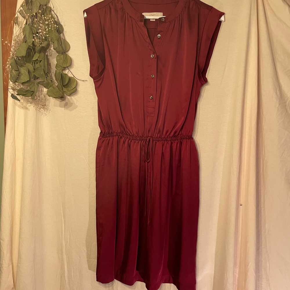 LOFT - silk maroon dress - medium